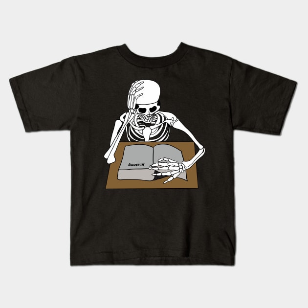 Skeleton studying anatomy Kids T-Shirt by Mermaidssparkle